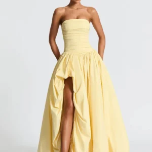 Mozision Off-shoulder Strapless Sexy Maxi Dress Women Gown Fashion Sleeveless Backless Thigh High Split Club Party Long Dresses