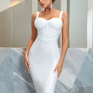 Black Bandage Dress Party Bodycon White Dark Blue Cocktail For Women Spaghetti Strap Sexy Sleeveless Night Outfit Celebrity