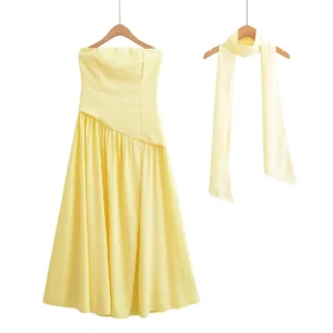 TRAFZA Women Summer Off-Shoulder Slim Long Dress Sexy Pleated Sleeveless Backless Dress Female Solid Elegant Holiday Party Dress