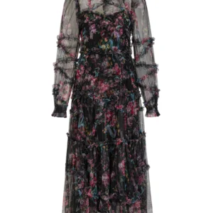 Elegant Sexy Lace Floral Prom Dresses Pleated Long Woman Wedding Party Dress Luxury Long Sleeve Gala Evening Dresses Women 2024