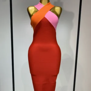 Women Sexy Backless Patchwork Bodycon Bandage Dress 2025 Celebirty Elegant Evening Party Carnival Luxury Birthday Dresses